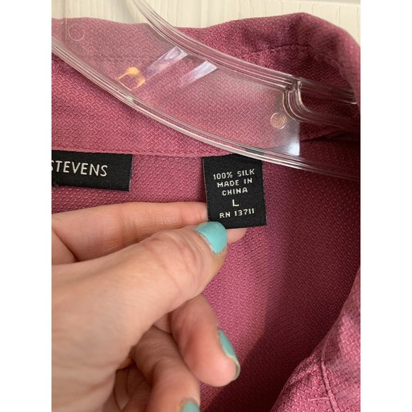 VALERIE STEVENS 100% Silk Blouse button front pink size Large - Picture 3 of 11